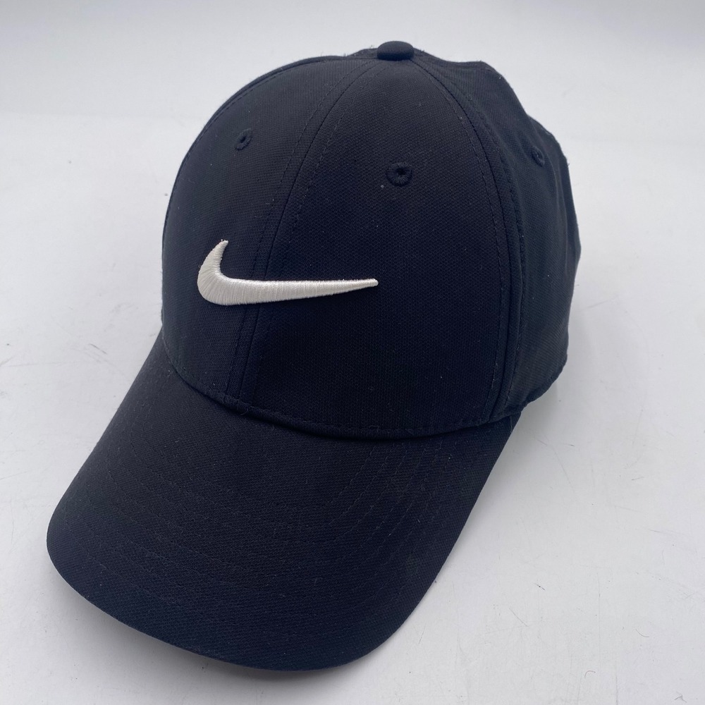 Nike Dri-FIT Club Cap Golf Hat Men M/L Black Embroidered Swoosh Adjustable